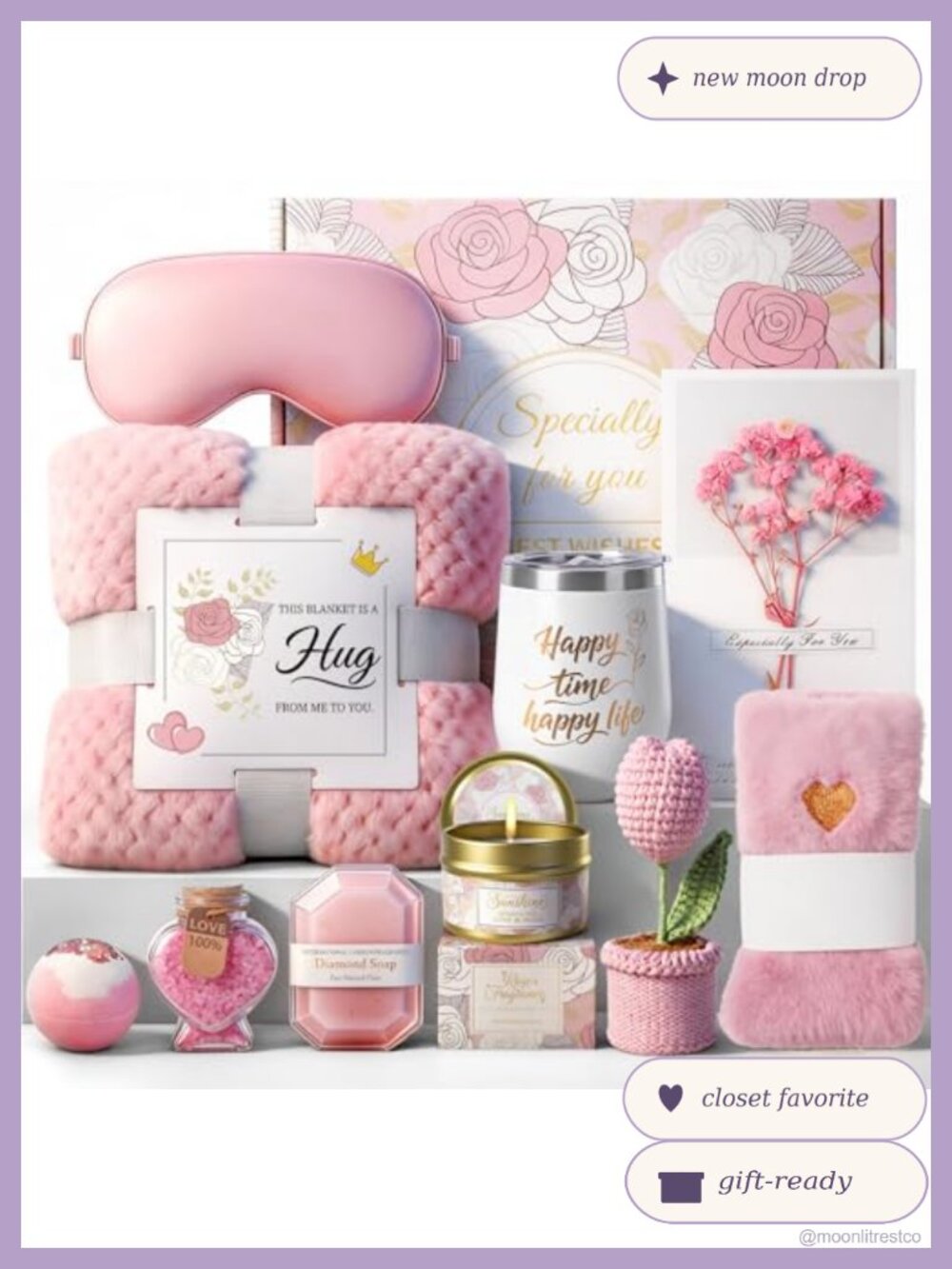 Women's Self Care Gift Set Blanket Tumbler Eye Mask Socks Spa Gift Basket